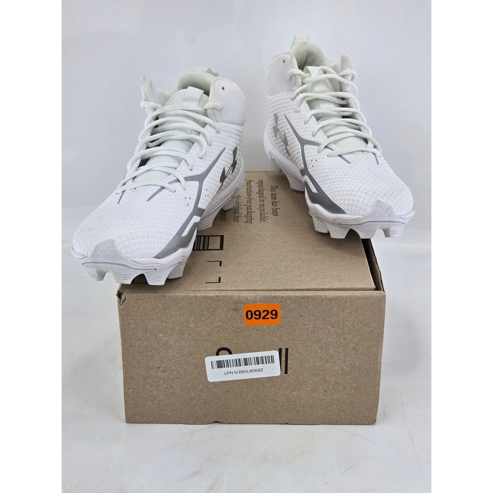Under Armour Hammer MC Football Cleats Mens 9.5 White Silver 6006214-100 VG
